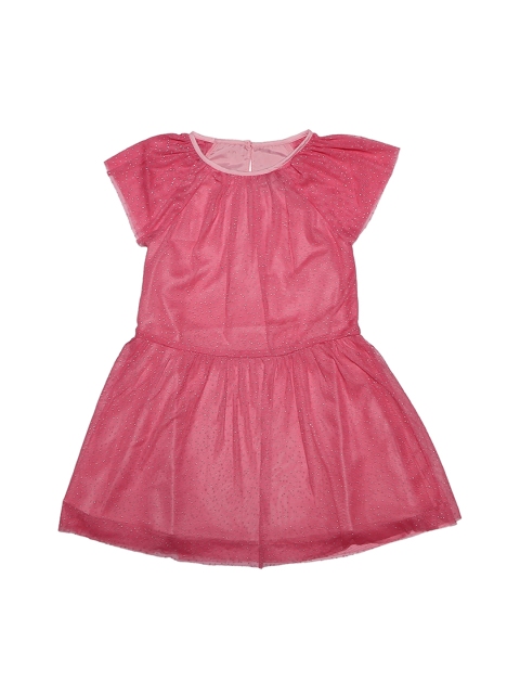 

Allen Solly Junior Girls Pink Self Design Fit and Flare Dress