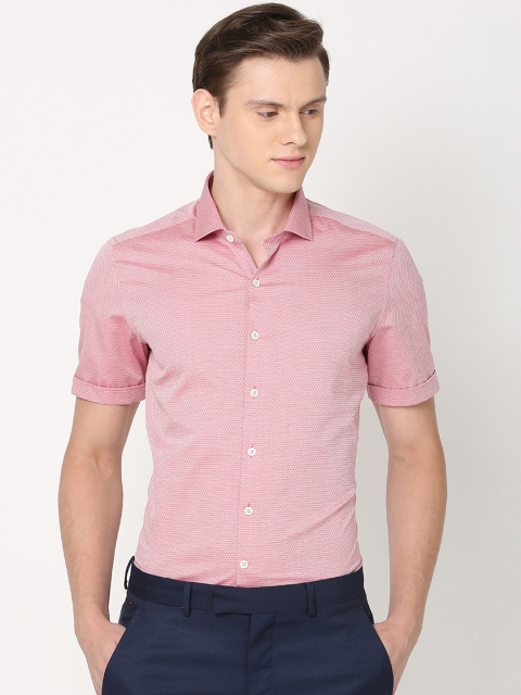 

SIMON CARTER LONDON Men Pink Slim Fit Self Design Casual Shirt