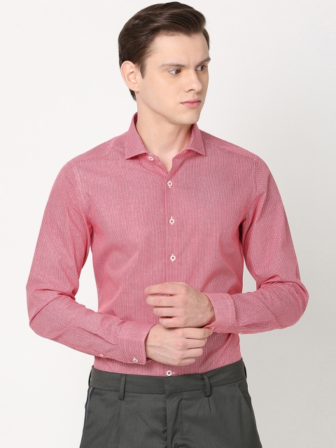 

SIMON CARTER LONDON Men Red Slim Fit Self Design Casual Shirt