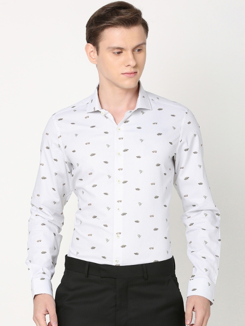 

SIMON CARTER LONDON Men White Slim Fit Printed Casual Shirt
