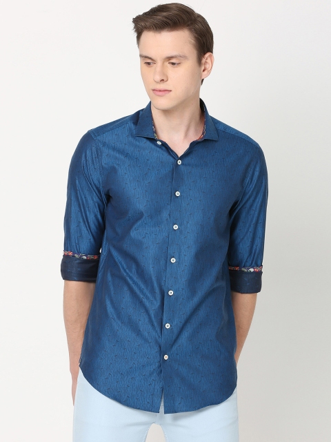 

SIMON CARTER LONDON Men Blue Slim Fit Self Design Casual Shirt