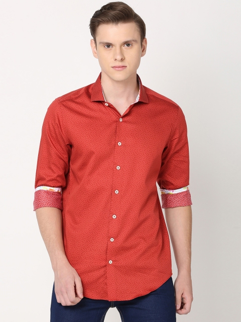 

SIMON CARTER LONDON Men Red Slim Fit Printed Casual Shirt