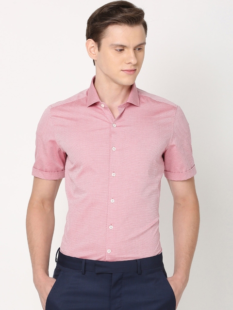 

SIMON CARTER LONDON Men Pink Slim Fit Self Design Formal Shirt