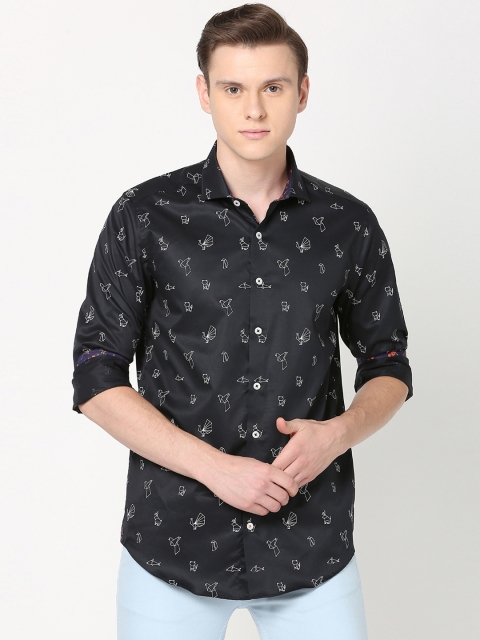 

SIMON CARTER LONDON Men Black Slim Fit Printed Casual Shirt