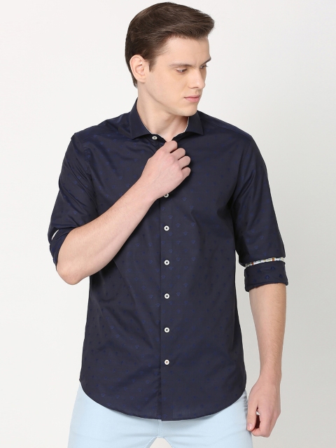 

SIMON CARTER LONDON Men Navy Blue Regular Fit Printed Casual Shirt