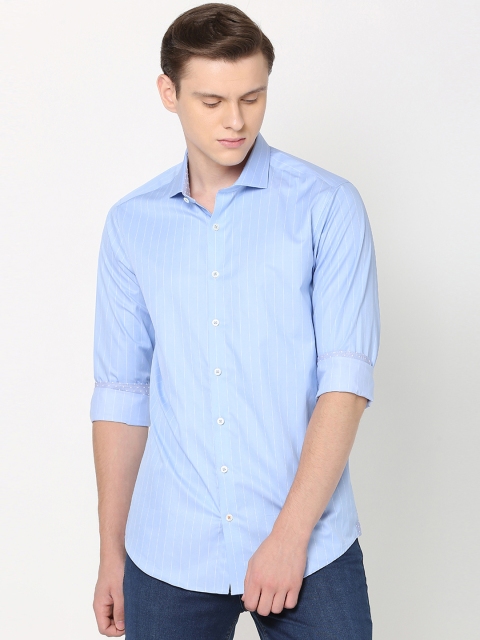 

SIMON CARTER LONDON Men Blue Slim Fit Striped Casual Shirt