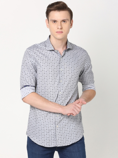 

SIMON CARTER LONDON Men Grey Slim Fit Printed Casual Shirt