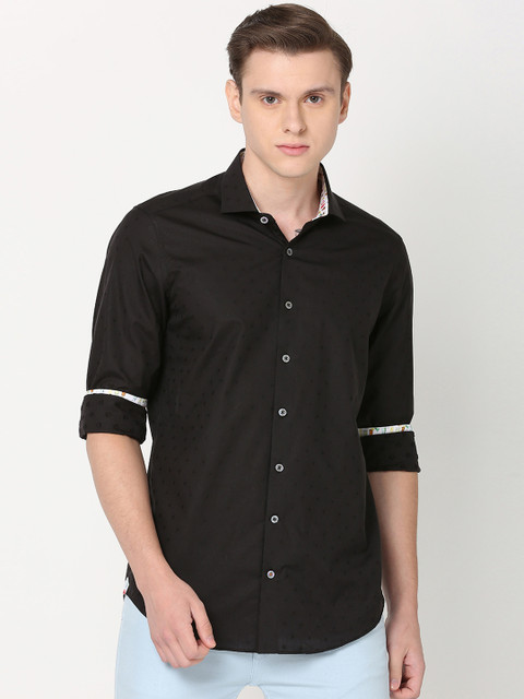 

SIMON CARTER LONDON Men Black Slim Fit Printed Casual Shirt