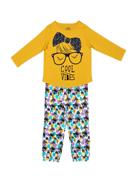 

ventra Girls Mustard & White Printed Night suit VNT-5001466-1011