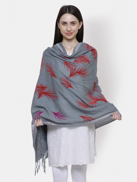 

Anekaant Women Grey Printed Shawl