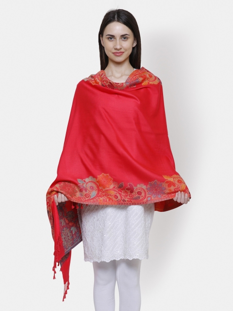 

Anekaant Women Red Woven Design Shawl