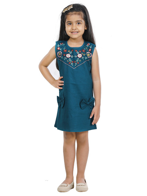 

LilPicks Girls Navy Blue Solid A-Line Dress