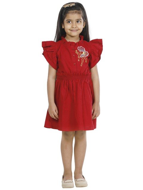 

LilPicks Girls Maroon Solid A-Line Dress