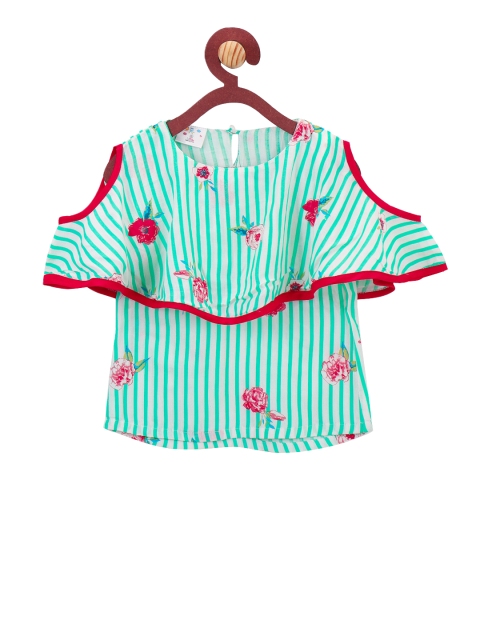 

LilPicks Girls Sea Green Printed Top