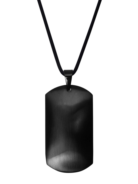 

Inox Jewelry Men Black Rectangular-Shaped Pendant