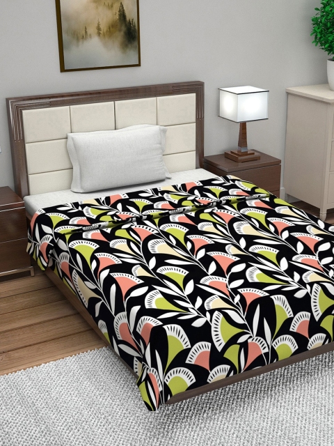 

Divine Casa Black Floral AC Room 110 GSM Single Bed Dohar