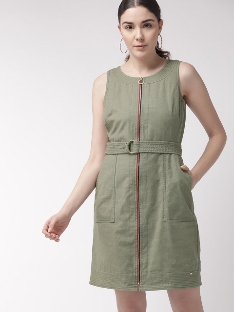 

Tommy Hilfiger Women Green Solid Sheath Dress