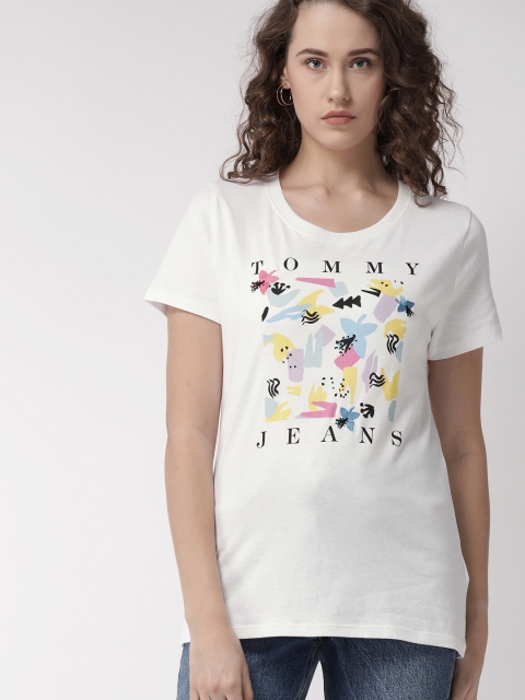 

Tommy Hilfiger Women White Printed Round Neck T-shirt