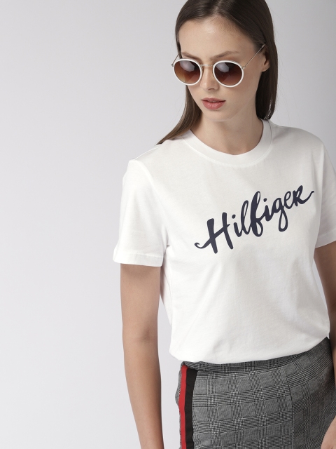 

Tommy Hilfiger Women White Printed Round Neck T-shirt
