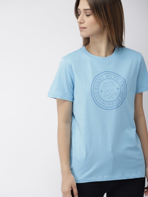

Tommy Hilfiger Women Blue Printed Round Neck T-shirt