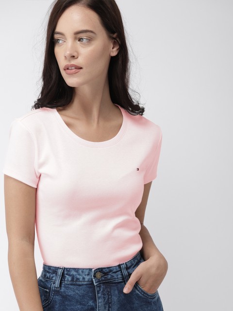 

Tommy Hilfiger Women Pink Solid Round Neck T-shirt