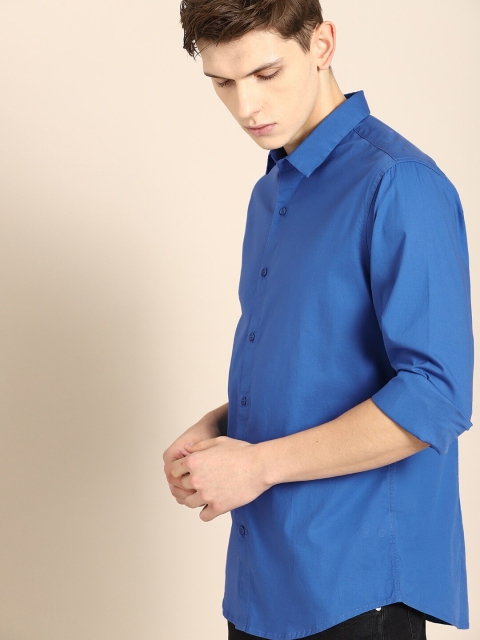 

ether Men Blue Slim Fit Solid Casual Shirt
