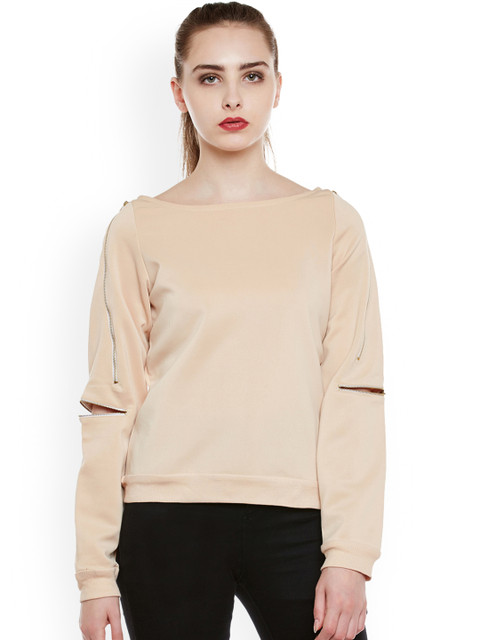 

THE SILHOUETTE STORE Women Brown Solid Sweatshirt