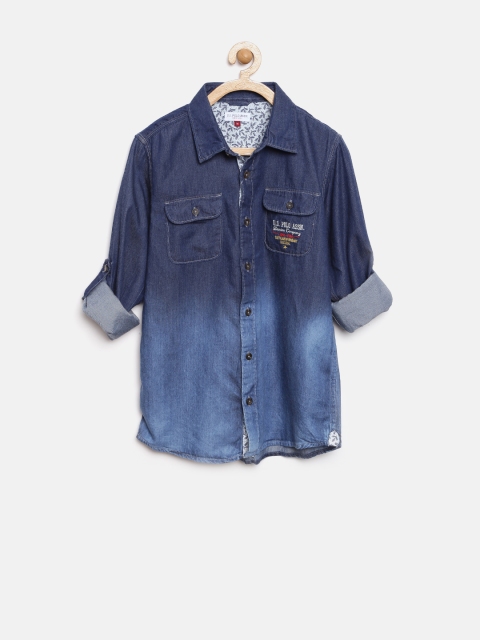 

U.S. Polo Assn. Boys Navy Ombre Dyed Denim Shirt, Navy blue
