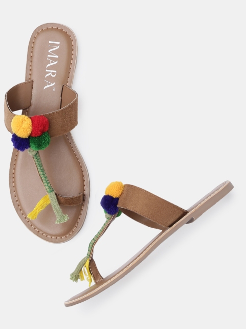

IMARA Women Beige Solid One Toe Flats