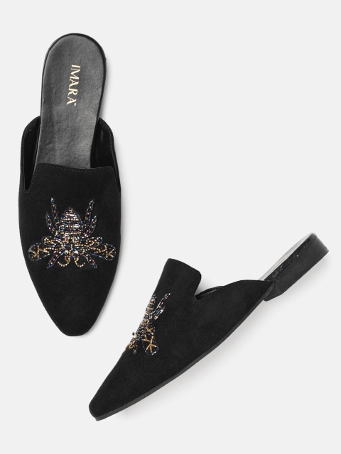 

IMARA Women Black Embellished Mules