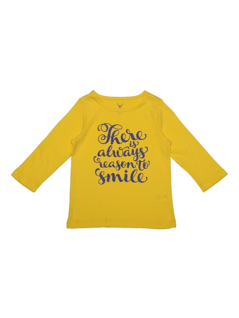 

Allen Solly Junior Girls Yellow Printed Round Neck T-shirt