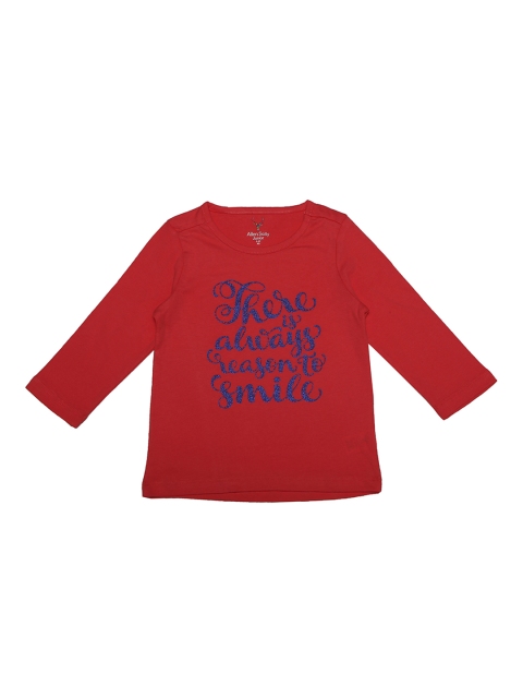 

Allen Solly Junior Girls Maroon Printed Round Neck T-shirt