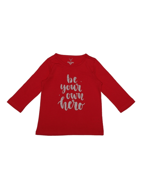 

Allen Solly Junior Girls Maroon Printed Round Neck T-shirt