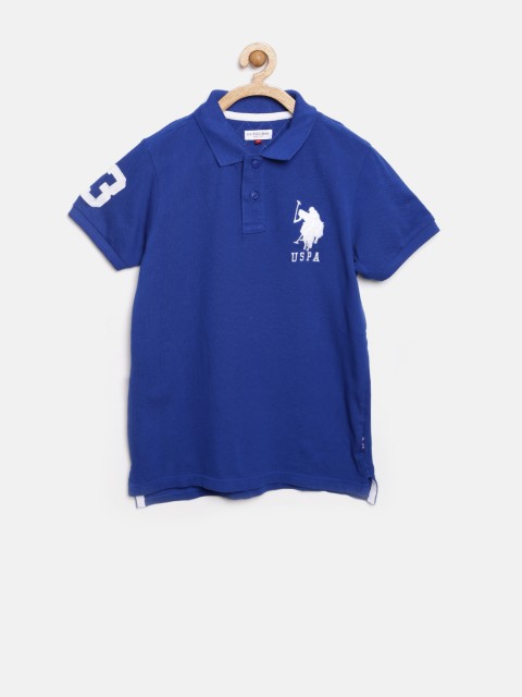 

U.S. Polo Assn. Boys Blue Solid Polo Collar T-shirt