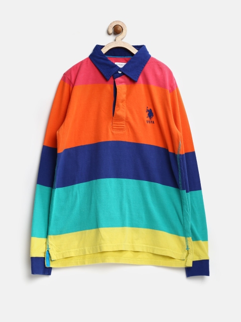 

U.S. Polo Assn. Boys Multicoloured Striped Polo T-shirt, Multi