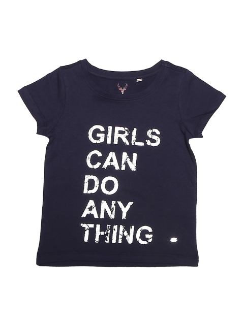 

Allen Solly Junior Girls Navy Blue Printed Round Neck T-shirt