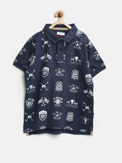 

U.S. Polo Assn. Boys Navy Printed Polo T-shirt, Navy blue