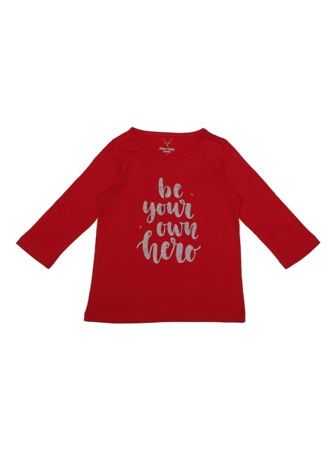 

Allen Solly Junior Girls Maroon Printed Round Neck T-shirt