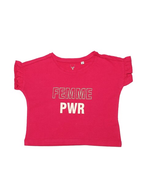 

Allen Solly Junior Girls Pink Printed Round Neck T-shirt