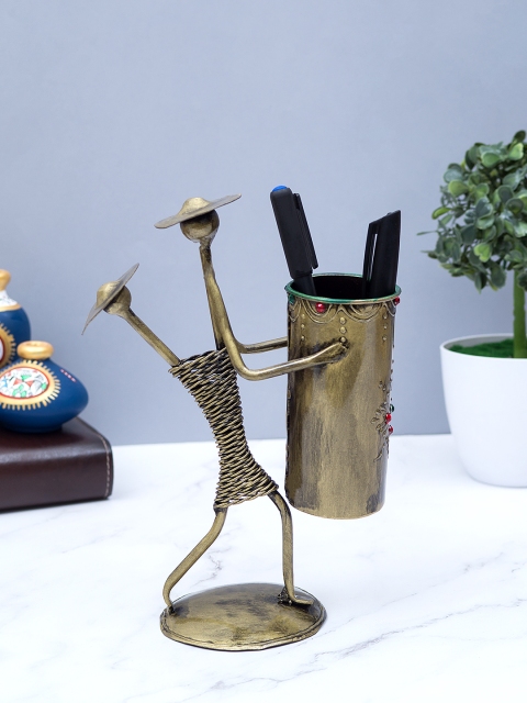 

Golden Peacock Multicoloured Handcrafted Lady Pen Stand, Multi