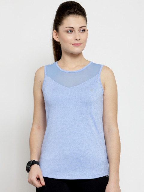

BUKKUM Women Blue Solid Round Neck T-shirt