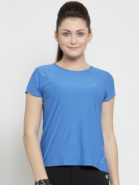 

BUKKUM Women Blue Solid Round Neck T-shirt