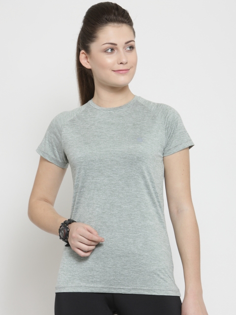 

BUKKUM Women Grey Solid Round Neck T-shirt