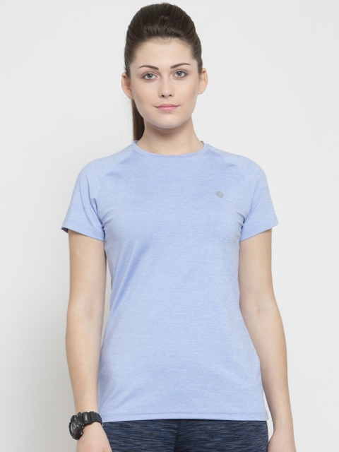 

BUKKUM Women Blue Solid Round Neck T-shirt
