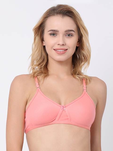 

BRAYOLA Peach-Coloured Solid Non-Wired Non Padded Everyday Bra VRS1018