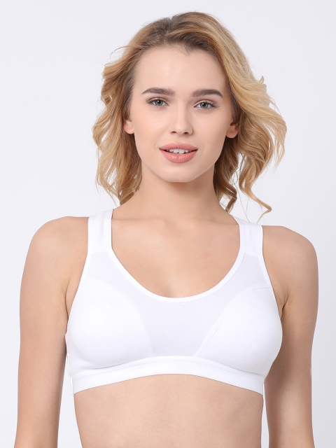 

BRAYOLA White Solid Non-Wired Non Padded Sports Bra VRS1012