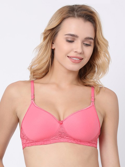 

BRAYOLA Pink Lace Non-Wired Heavily Padded Everyday Bra VRS1027
