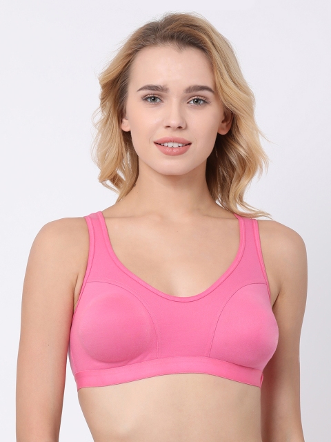 

BRAYOLA Pink Solid Non-Wired Non Padded Sports Bra VRS1012