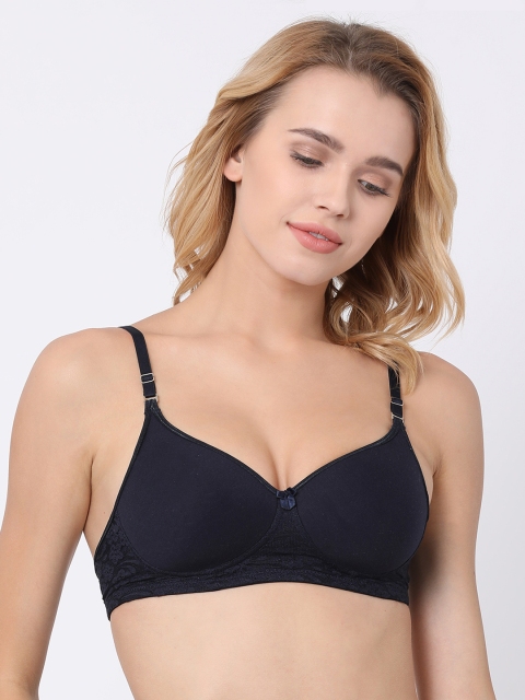 

BRAYOLA Navy Blue Lace Non-Wired Heavily Padded Everyday Bra VRS1027