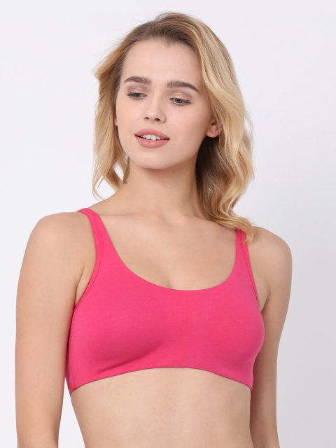

BRAYOLA Pink Solid Non-Wired Non Padded Sports Bra VRS1014